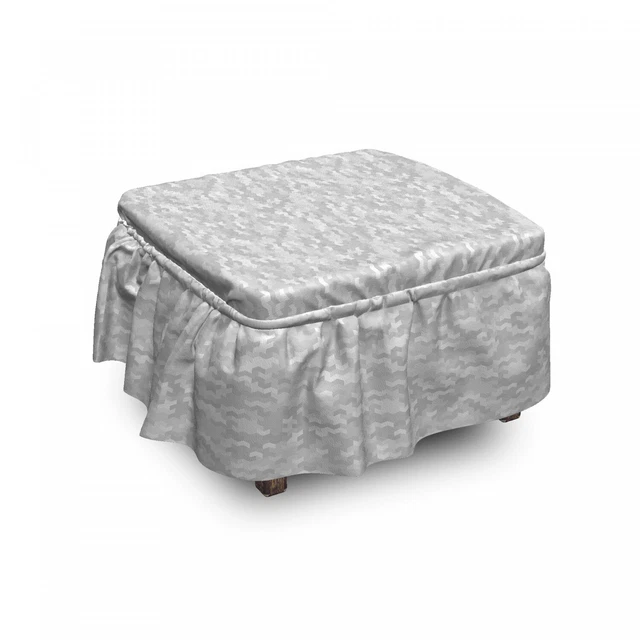 Ambesonne Modern Design Ottoman Cover 2 Piece Slipcover Set and Ruffle Skirt