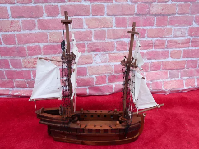 Vintage Large All Wood Pirate Sailing Ship Model Nautical Decor / Toy