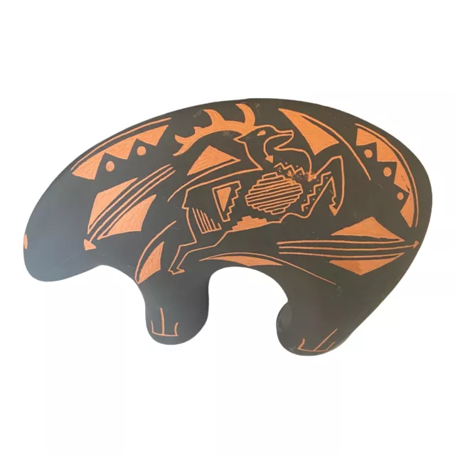 Navajo Native American Hand-Etched/Painted Bear Sculpture Signed Ab