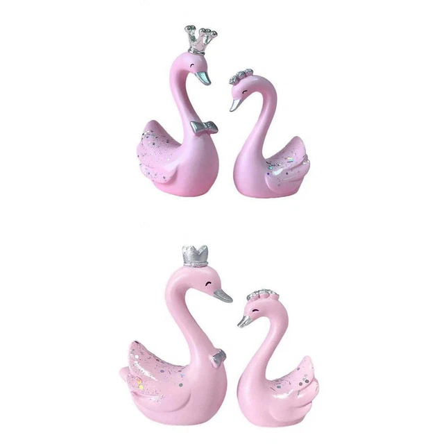 4 Pièces Résine Cygne Statue Figurines Sculpture Gâteau Tableau de Bord