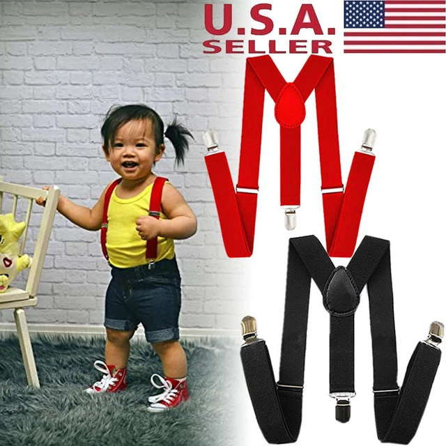 Child Kid Suspender for Boy and Girl Adjustable Elastic Classic w/ 3 Metal Clips