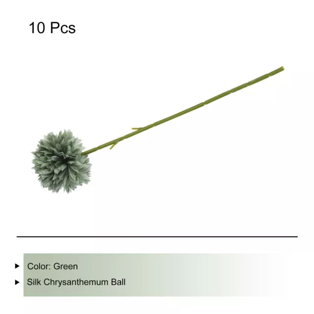 Teste di fiori artificiali, crisantemo seta ortensia verde finti fiori 10 pz 3