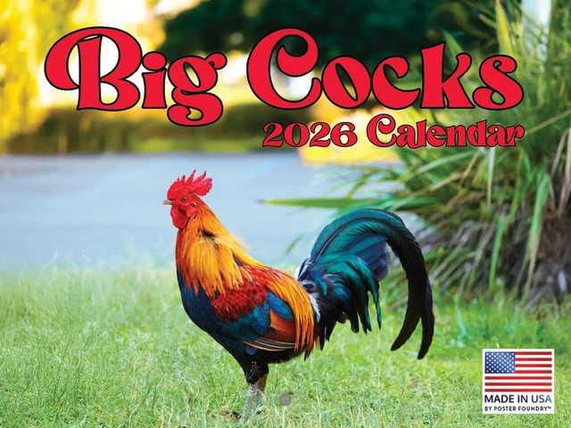 "Big Cocks" 2025 Funny Rooster Wall Calendar – Hilarious Gift Idea By Rude Whisper (USA Made)