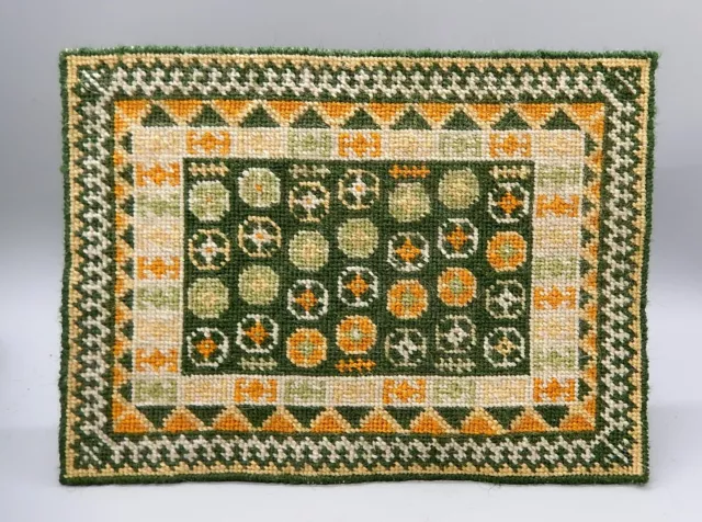 Vintage OOAK Needlepoint Rug Artisan Dollhouse Miniature 1:12