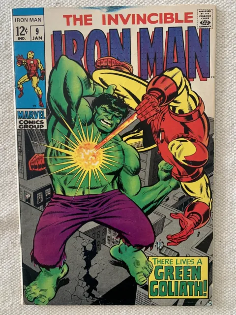 Invincible Iron Man #9 - Versus the Hulk (Android) Marvel Comics 1969 VG+ 4.5