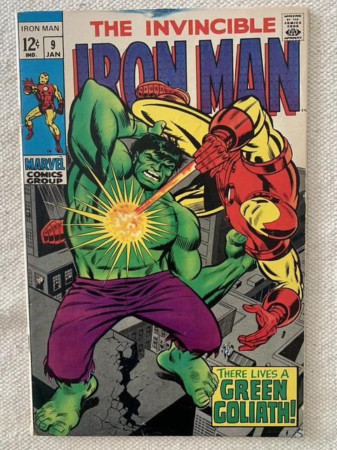 Invincible Iron Man #9 - Versus the Hulk (Android) Marvel Comics 1969 VG+ 4.5