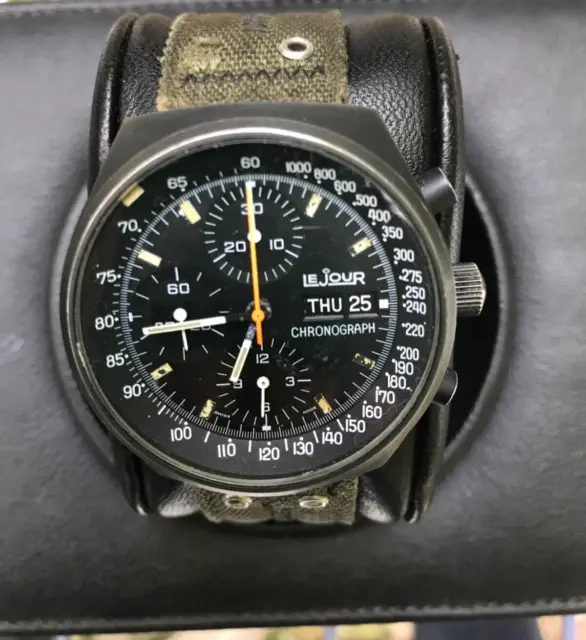 Heuer's Le Jour Pasadena Sports chronograph 7203 - PVD cased - Military -Vintage