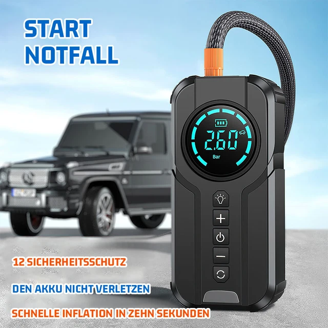 Ausilio avviamento auto Jump Starter 1000A powerbank compressore pompa aria luce di emergenza