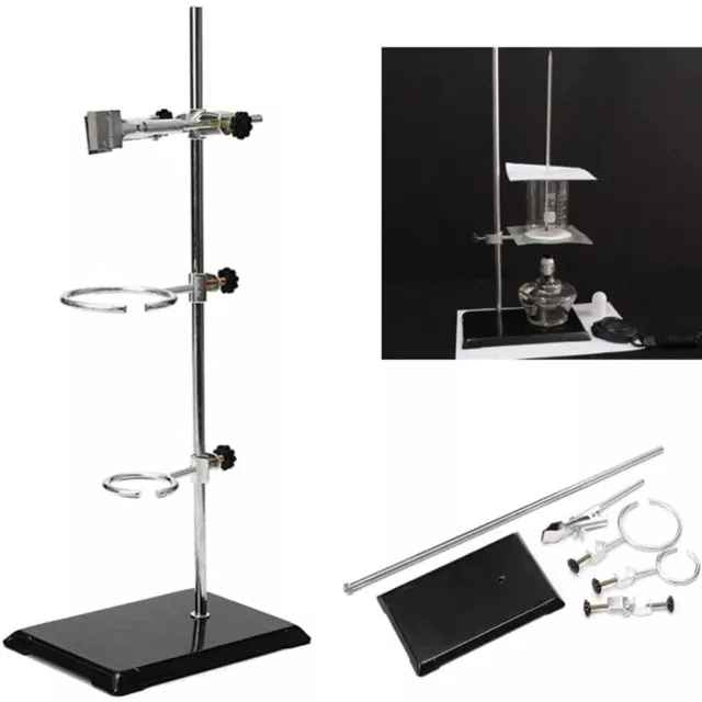 Lab Iron Stand Flask Condenser Clamp Ring Rack Set Support Holder Chemistry NEW