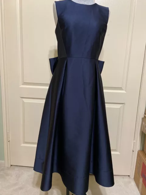 French Connection Womens Navy  Fit Flare Rear Bow Dress Size 8