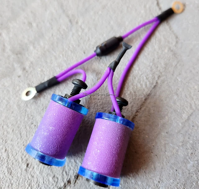 Piezas de máquina de tatuaje de 1,25" 8-32 bobinas 8 envolturas azul claro lavadora púrpura delantera