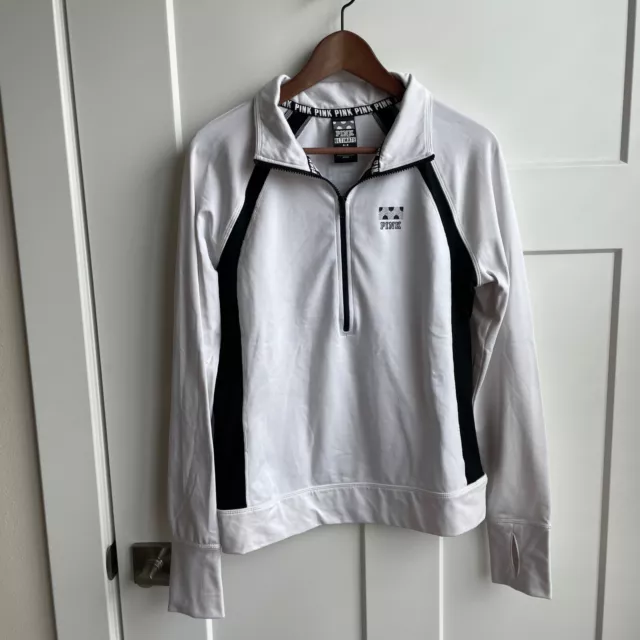 Victoria Secret Pink - Black and White Half Zip Pullover - Women's Medium