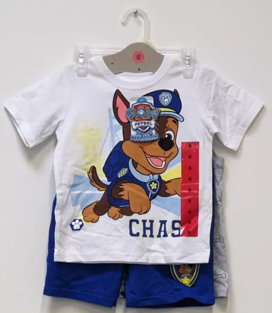 Paw Patrol 3 Piece Set For Boys: T-Shirt, Sleeveless Shirt & Shorts Size 6 NWT