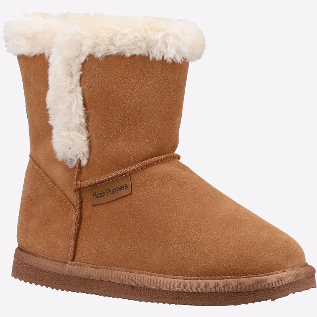Hush Puppies Ashlynn Femmes Fausse Fourrure Cuir Décontracté Bottines Fauve 2