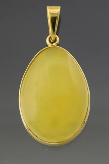 Honey Egg Yolk Genuine BALTIC AMBER Silver Gold Plated Pendant 9.7g p161027-5