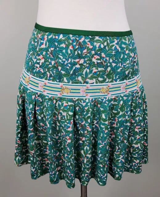 Diane Von Furstenberg Women's 100% Silk Floral Knit Pleated Skirt Green Size 8