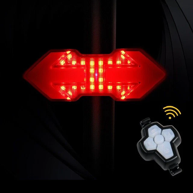 Wireless LED Bicycle Taillight Turn Signal Remote Control Warning 5 Modes