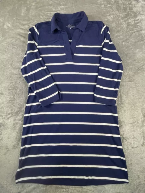 Vineyard Vines 3/4 Sleeve Navy Blue Striped Dress Women's Size Medium