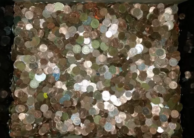 Münzen, 11Kg Konvolut sus aller Welt,, ungefähr 80% aus der BRD, 2 Pfennigt