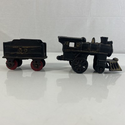 VINTAGE CAST IRON Toy Train Set Steam Engine with Tender Car Rare One