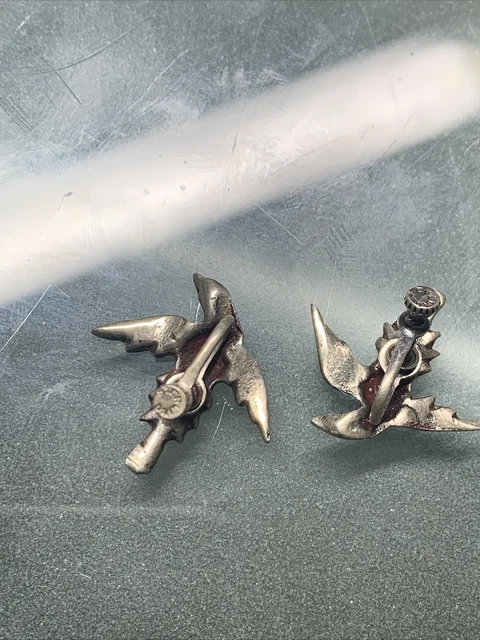 Vintage Sterling Silver 925 ANTIQUE MOLDED ARCHITECTURAL FLYING BIRD Earring 5