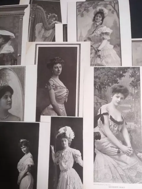 Burr McIntosh Monthly Antique Cut Photo Lot of Formal Women c1905 (Qty 15 Pages)