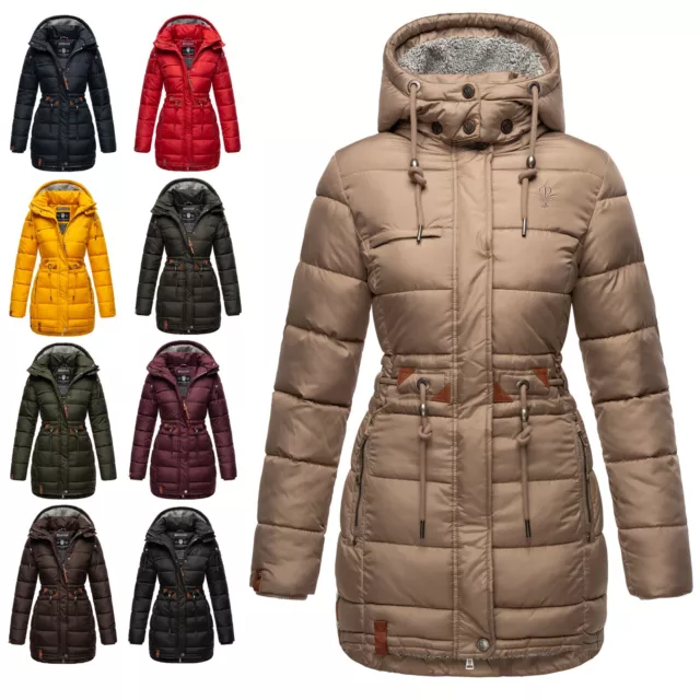 Navahoo Damen Winter Stepp Parka  Mantel Jacke mit Kapuze warm Teddyfell Daliee