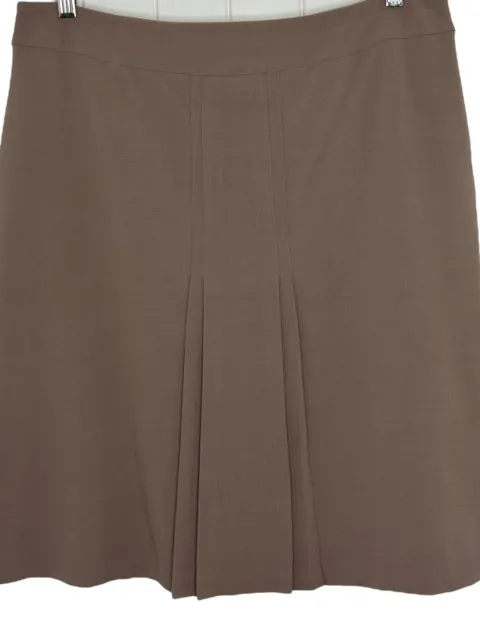 Amanda Smith Career Skirt Size 14 Brown Fully Lined Flat Front Pleats Zip-Up B15