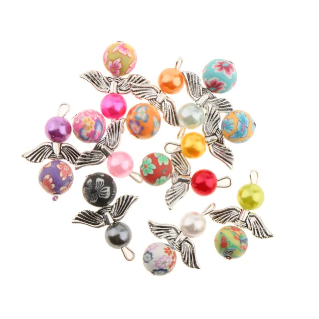 10pcs Angel Charms Pendant Round Clay Faceted Beads  Jewelry Findings