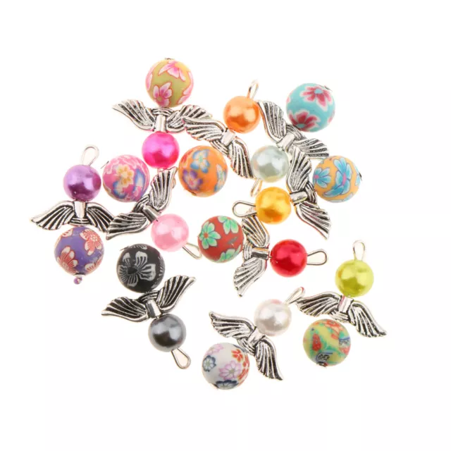 10pcs Angel Charms Pendant Round Clay Faceted Beads  Jewelry Findings