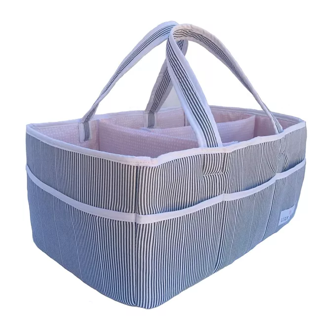 Lily Miles Baby Diaper Caddy Organizer - Nursery Basket Bin Large Gray/Blush