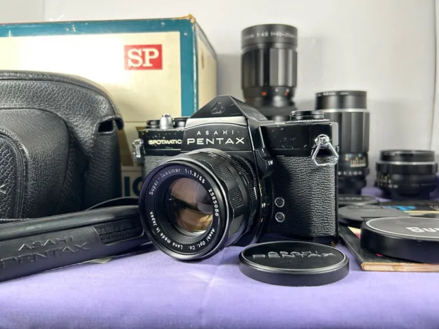 Read [Exc+4 w/ 4 Lenses] Pentax SP Black 35/55/135mm/Zoom Lens in BOX From JAPAN