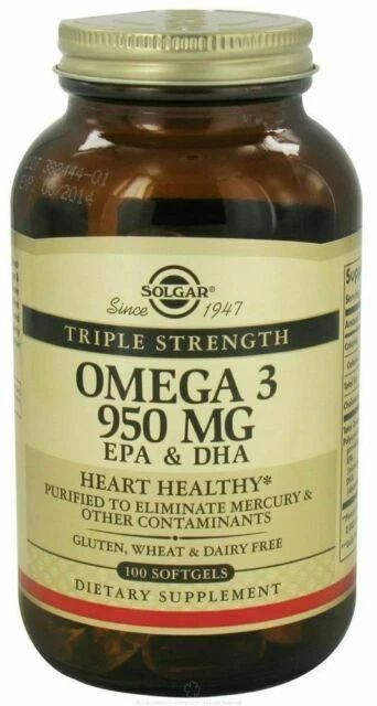SOLGAR TRIPLE STRENGTH Omega-3 - EPA & DHA 950mg - 100 Softgels £28.99 ...