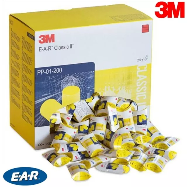 3M EAR Classic Foam Ear Plugs, Sleep Aid, SNR 28dB Factory Sealed 100% Hygienic 2