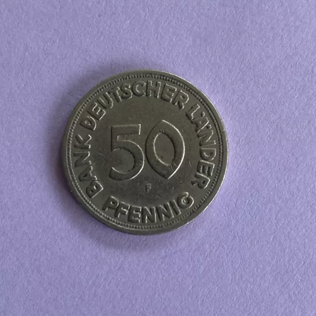 50 Pfennig Münze von 1949. Bank Deutscher Länder (F)