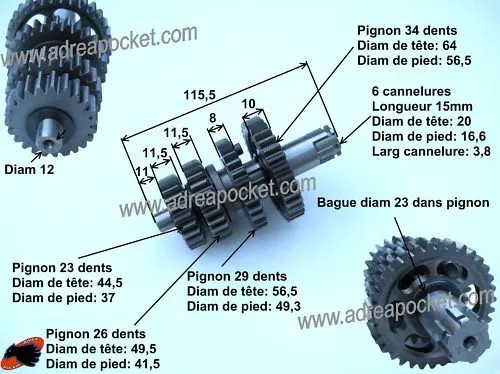 Arbre Secondaire Moteur Lifan 125cc Dirt Bike / ATV