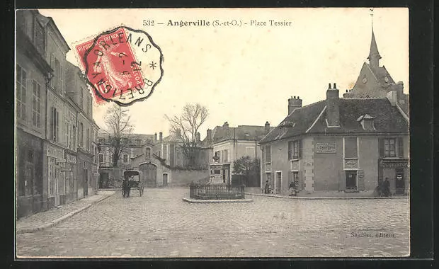 CPA Angerville, Place Tessier 1912