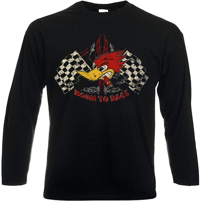 Maglietta a Manica Lunga Born Race Racing Custom Motocicletta Caldo ' V8 Greaser