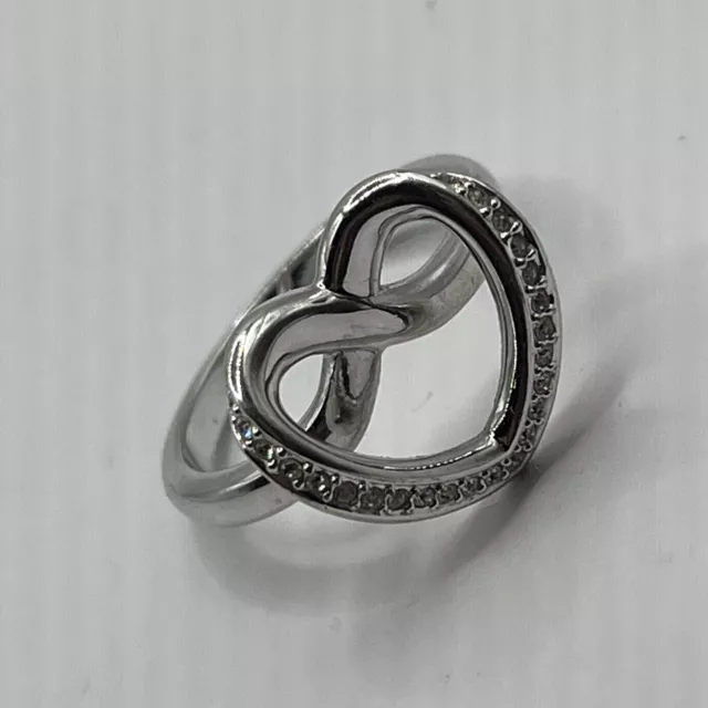 Swarovski Cupidon Silver Tone Heart Ring Sz 8.  N