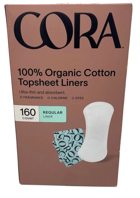 Revestimientos de hoja superior Cora 100 % algodón orgánico ultrafinos y absorbentes - 160 unidades