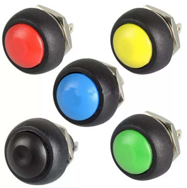 10pcs Colourful 12mm Waterproof momentary ON/OFF Push button Mini Round Swit-lm