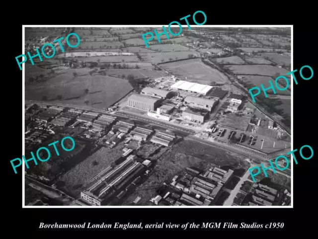 Old Large Historic Photo Borehamwood London England Aerial View Mgm Studio 1950