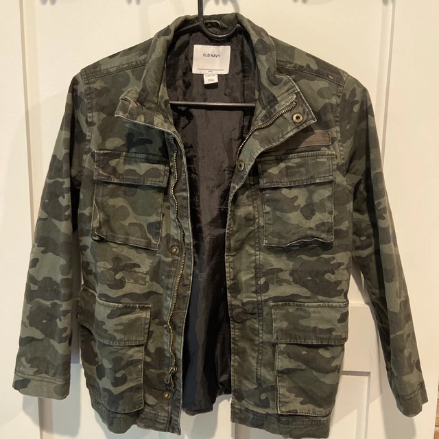 Old Navy Girls Surplus Utility Zip Jacket size 10-12 Camo Military Field Coat