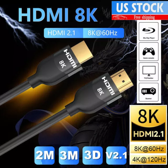 HDMI 2.1 Cable Ultra High Speed 48Gbps 8K@60Hz 4K@120Hz Ultra HD HDR HDMI Cord