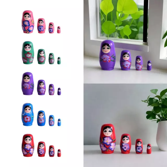 4 Pieces Matryoshka Dolls Handpainted Cute Russian Nesting Dolls Crafts Stacking