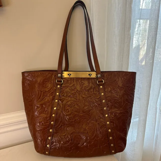 NWT Patricia Nash Tooled Benvenuto Leather Florence Tan Shoulder Tote Bag P28707