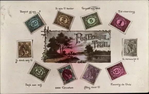 Briefmarken Ak Niederlande, Postzegel Taal, Niederländische... - 2851306