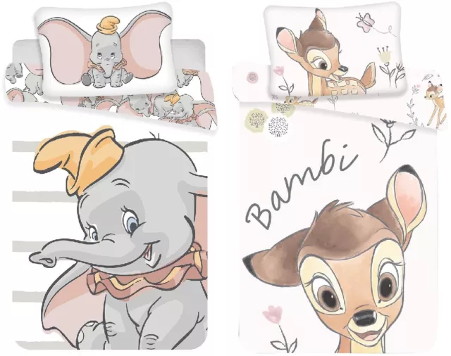 Disney Kinder Baby Bettwäsche Dumbo Bambi 100 x 135 cm 100% Baumwolle (Auswahl)