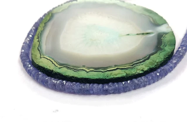 AAA+ Naturel Bleu Tanzanite Facettes Pneu/Roue 9" Perles Tanzanite Heishi Forme