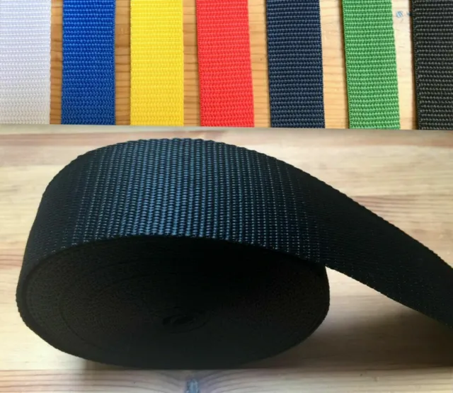 Webbing Rolls Polypropylene Choice of Colour Strong Straps and Lashing Webbing